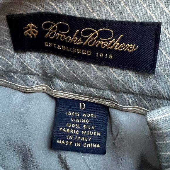 Brooks Brothers Women’s Gray Wide Leg Pinstripe Wool Silk Pants Size 10 Career - Picture 3 of 5